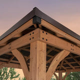 Backyard Discovery 14' x 10' Cordova Light Brown Cedar Gazebo with PowerPort