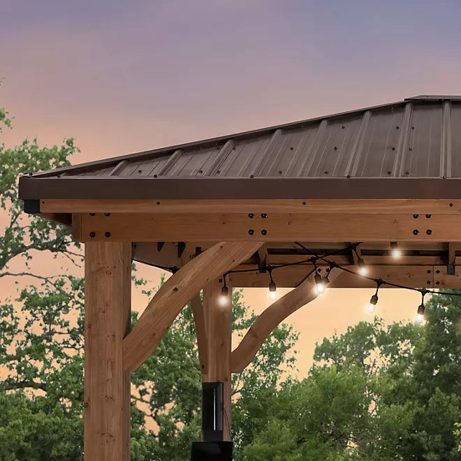 Backyard Discovery 14' x 10' Cordova Light Brown Cedar Gazebo with PowerPort