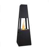 Metal Chiminea 70 Inch Square Propane Fire Pit W/ Hidden Propane Tank in Black by Lakeview Outdoor Designs